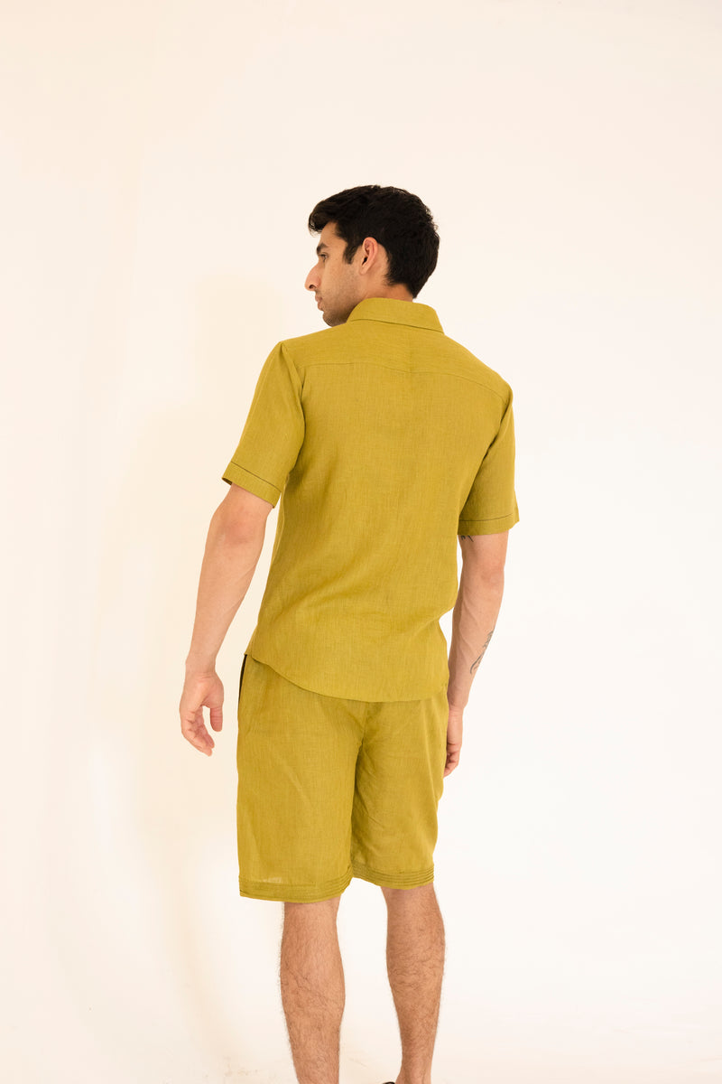 Olive Pintuck Shorts