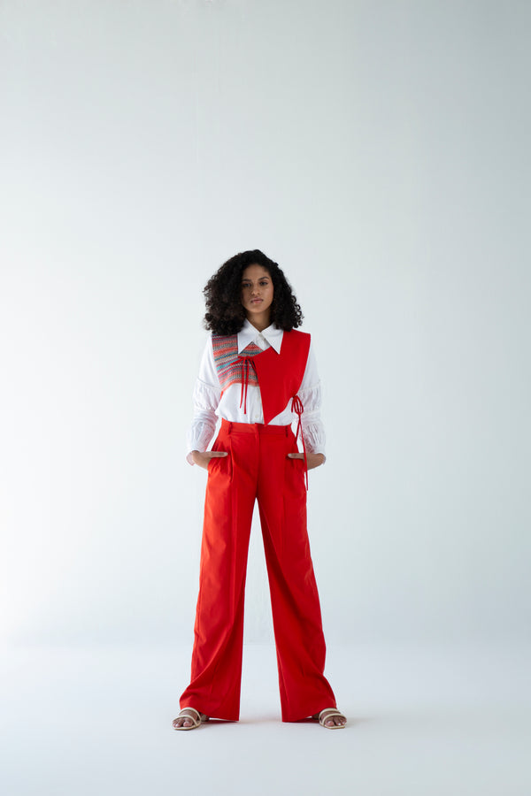 Red Pleat Trousers